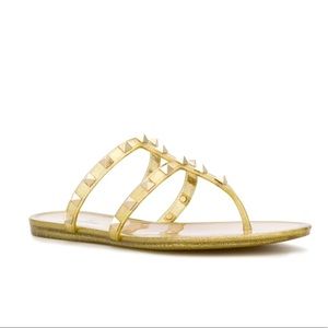 Valentino
Gold Rockstud Flip Flops Flats